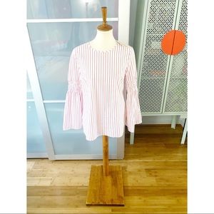 NWT MICHAEL Michael Kors Striped Bell Sleeve Top